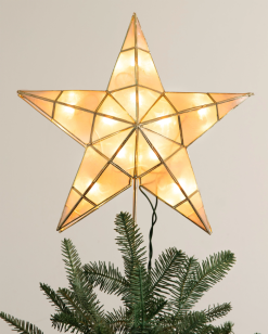 Balsam Hill Beleuchteter Capiz-Stern-Baumspitze ZHVJF289 Dekoration