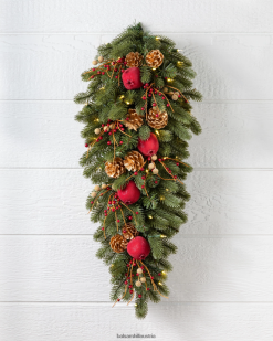 Balsam Hill Vermont-Weißfichte, bordeauxrotes Laub ZHVJF125 Dekoration