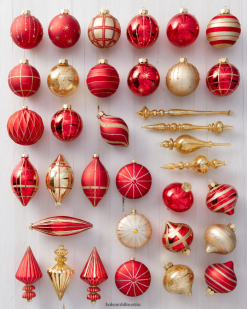 Balsam Hill Weihnachtsanhänger-Glasornament-Set ZHVJF218 Dekoration